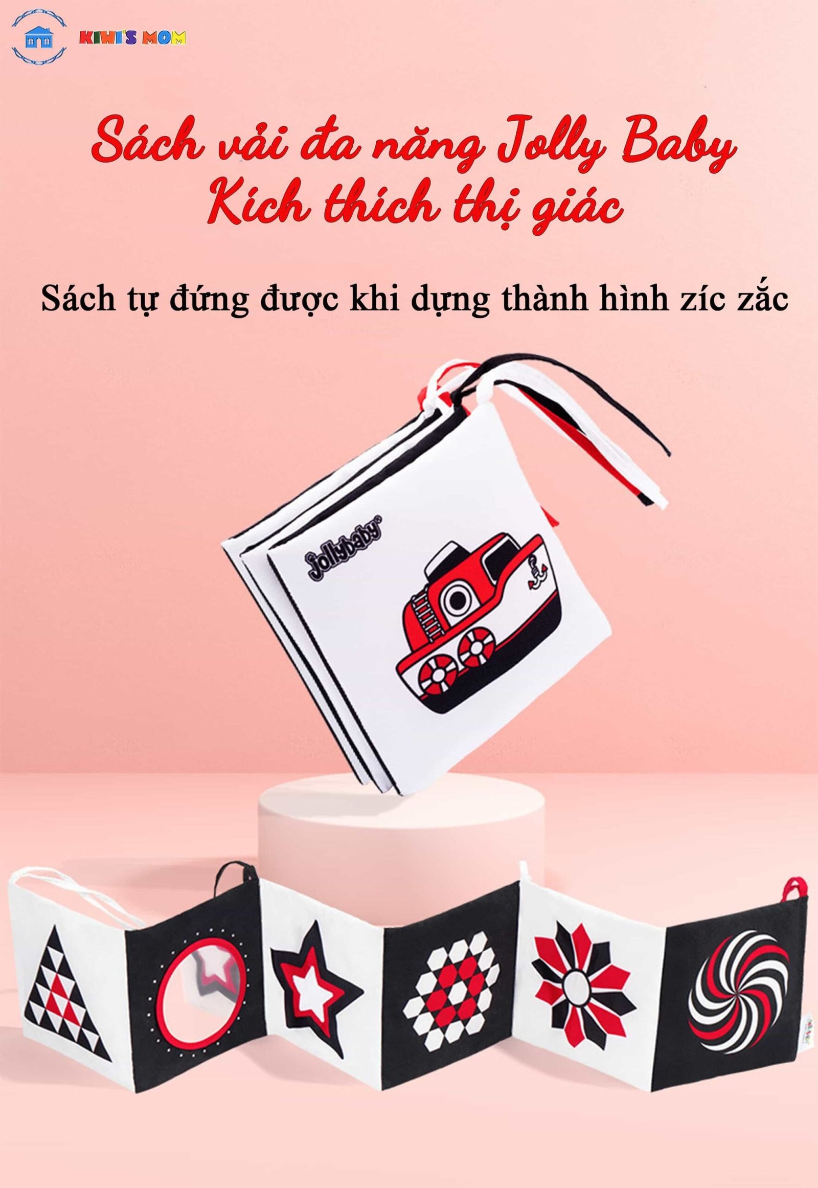 Sách vải Kích thích thị giác jolly baby - Kiwi's mom